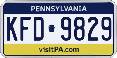PA license plate KFD9829