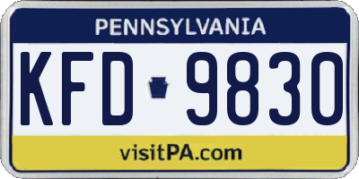 PA license plate KFD9830