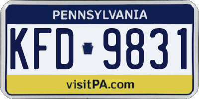 PA license plate KFD9831
