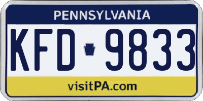 PA license plate KFD9833
