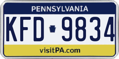 PA license plate KFD9834