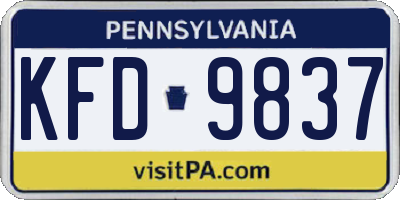 PA license plate KFD9837