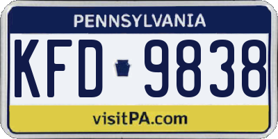 PA license plate KFD9838