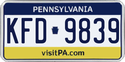 PA license plate KFD9839