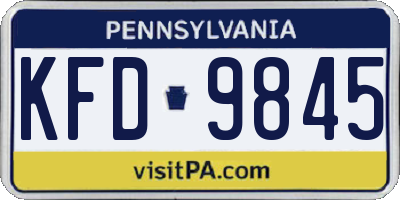 PA license plate KFD9845