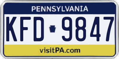 PA license plate KFD9847
