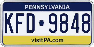PA license plate KFD9848