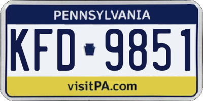 PA license plate KFD9851