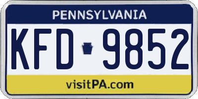 PA license plate KFD9852