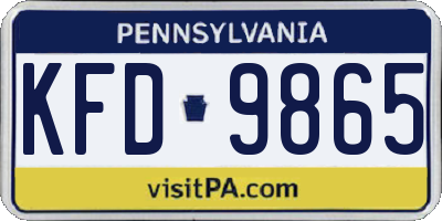 PA license plate KFD9865