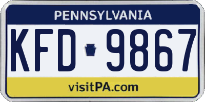PA license plate KFD9867