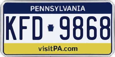 PA license plate KFD9868