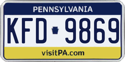PA license plate KFD9869