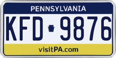 PA license plate KFD9876