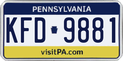 PA license plate KFD9881