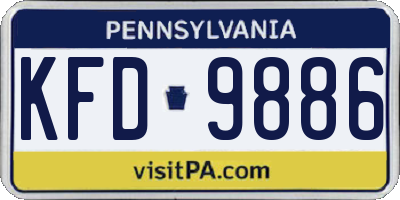 PA license plate KFD9886