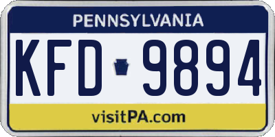 PA license plate KFD9894