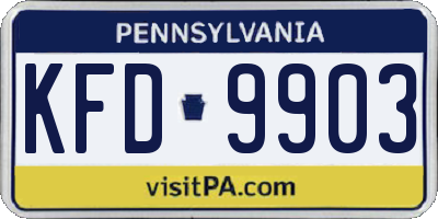PA license plate KFD9903