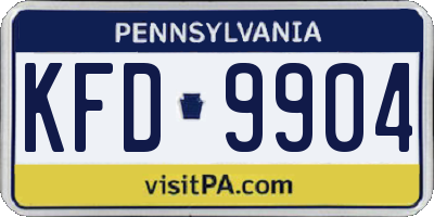 PA license plate KFD9904