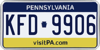 PA license plate KFD9906