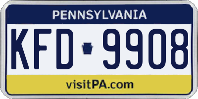 PA license plate KFD9908