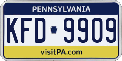PA license plate KFD9909