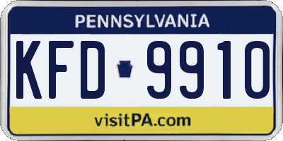 PA license plate KFD9910