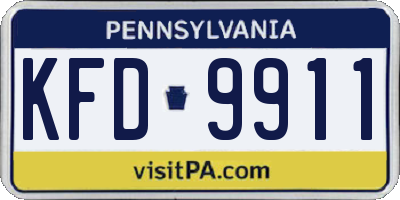 PA license plate KFD9911