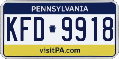 PA license plate KFD9918