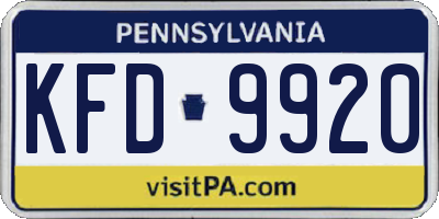 PA license plate KFD9920