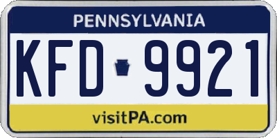 PA license plate KFD9921