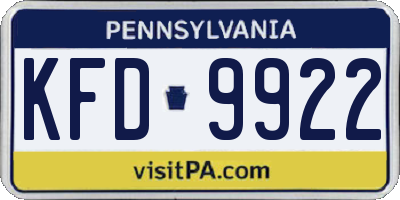 PA license plate KFD9922