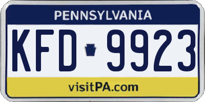 PA license plate KFD9923