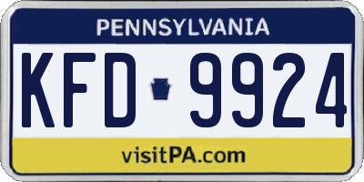 PA license plate KFD9924