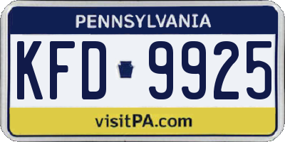 PA license plate KFD9925