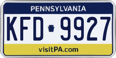 PA license plate KFD9927