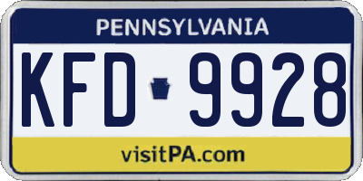 PA license plate KFD9928