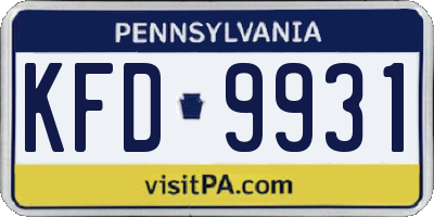 PA license plate KFD9931