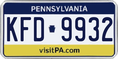 PA license plate KFD9932