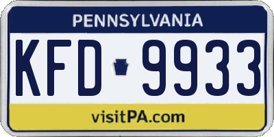 PA license plate KFD9933
