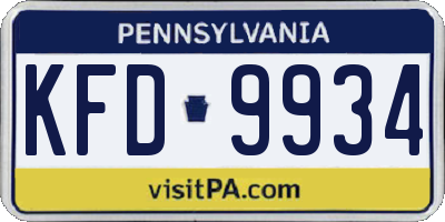 PA license plate KFD9934