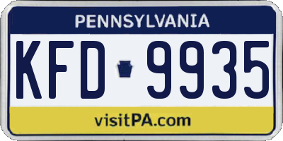 PA license plate KFD9935