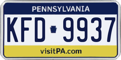 PA license plate KFD9937