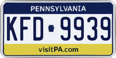 PA license plate KFD9939