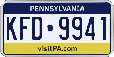 PA license plate KFD9941