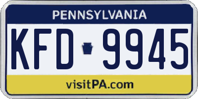 PA license plate KFD9945