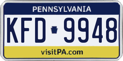 PA license plate KFD9948