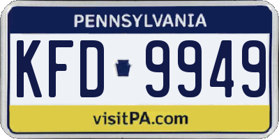 PA license plate KFD9949