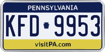 PA license plate KFD9953