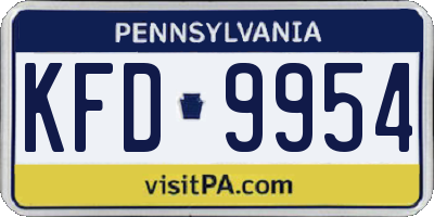 PA license plate KFD9954